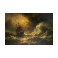 NEW 1014 Piece Jigsaw Puzzle Romanticism Nautical Art Storm at Sea Ship