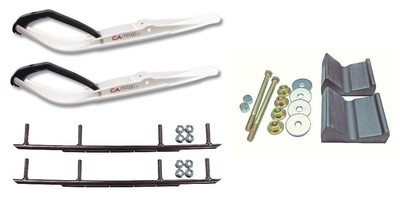 C&A Pro White Razor Snowmobile Skis w/ 10'' Round Bars Complete Kit 2012+