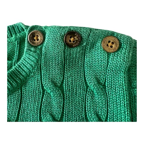 Vintage Lauren Ralph Lauren grün Zopfmuster Knopf Schulter Pullover Größe PL - Bild 4 von 13