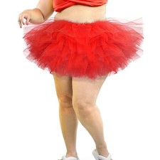 5 Layers Plus Size Tutu Skirt Women Adult Classic Elastic Halloween Tutu Tull...