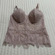 Victoria  s Secret 36C Blush Pink Lace Corset Bustier Bra Top Lined Underwire