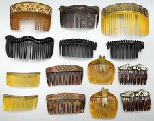 Vintage / Antique Hair Combs - Art Nouveau Dragonfly  Art Deco Rhinestone Hair