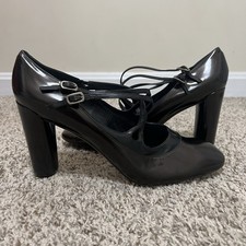 Marc Jacobs Glossy Heels Pumps Double Crisscross Straps Dark Brown Size 41 US 11