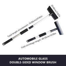 Image of SEAMETAL Car Window Cleaning Brush Mirror Glass Squeegee Wiper 2 in 1 Retractabl