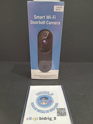 Smart 2.4GHz Wi-Fi Doorbell Camera Wide Angle Lens NEW Black - SEALED