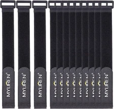 1"x24" Cinch Straps with Buckle – 12 Pack Reusable Hook & Loop Cord Organizers