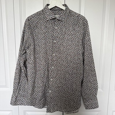 Bugatchi Shaped Fit Comfort Stretch Mens Shirt Size L Floral Print