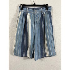 Vintage Guess Georges Marciano Striped Denim Shorts High Waist Blue Size M Y2K