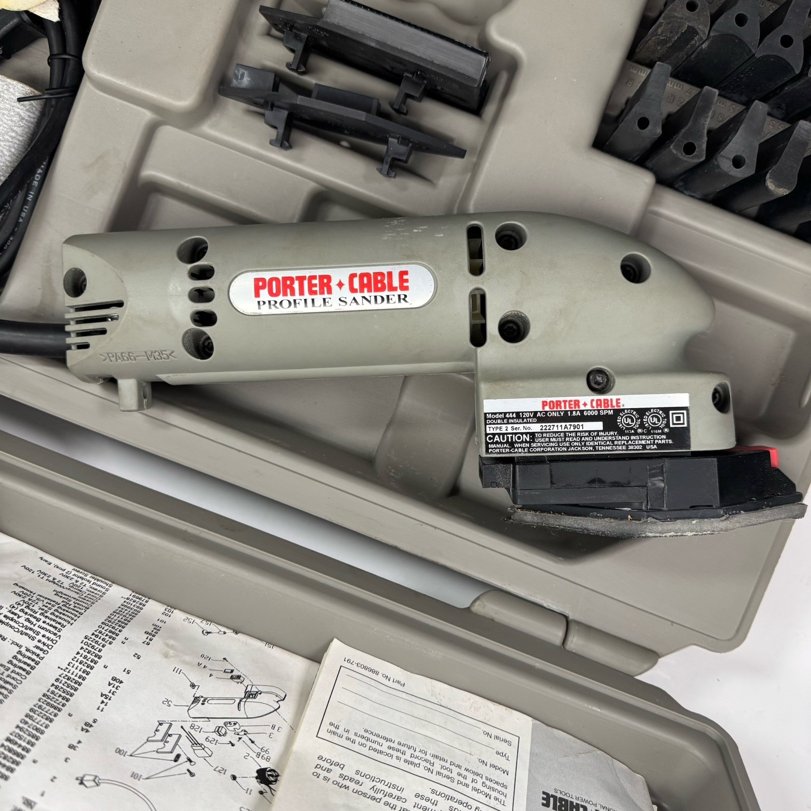 Porter Cable 444 Profile Sander Tool W/ Accessories