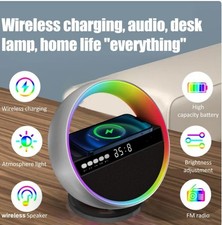 RGB Night Light Desk Lamp Wireless Charger Bluetooth Speaker Home Decor Gift