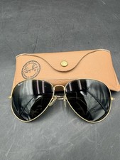 Vintage B L Ray Ban USA Aviator 64-14 Extra Large Gold Frame Sunglasses