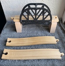 Wooden Railway Bridge with Two Risers and Two Approaches Compatible with Thomas