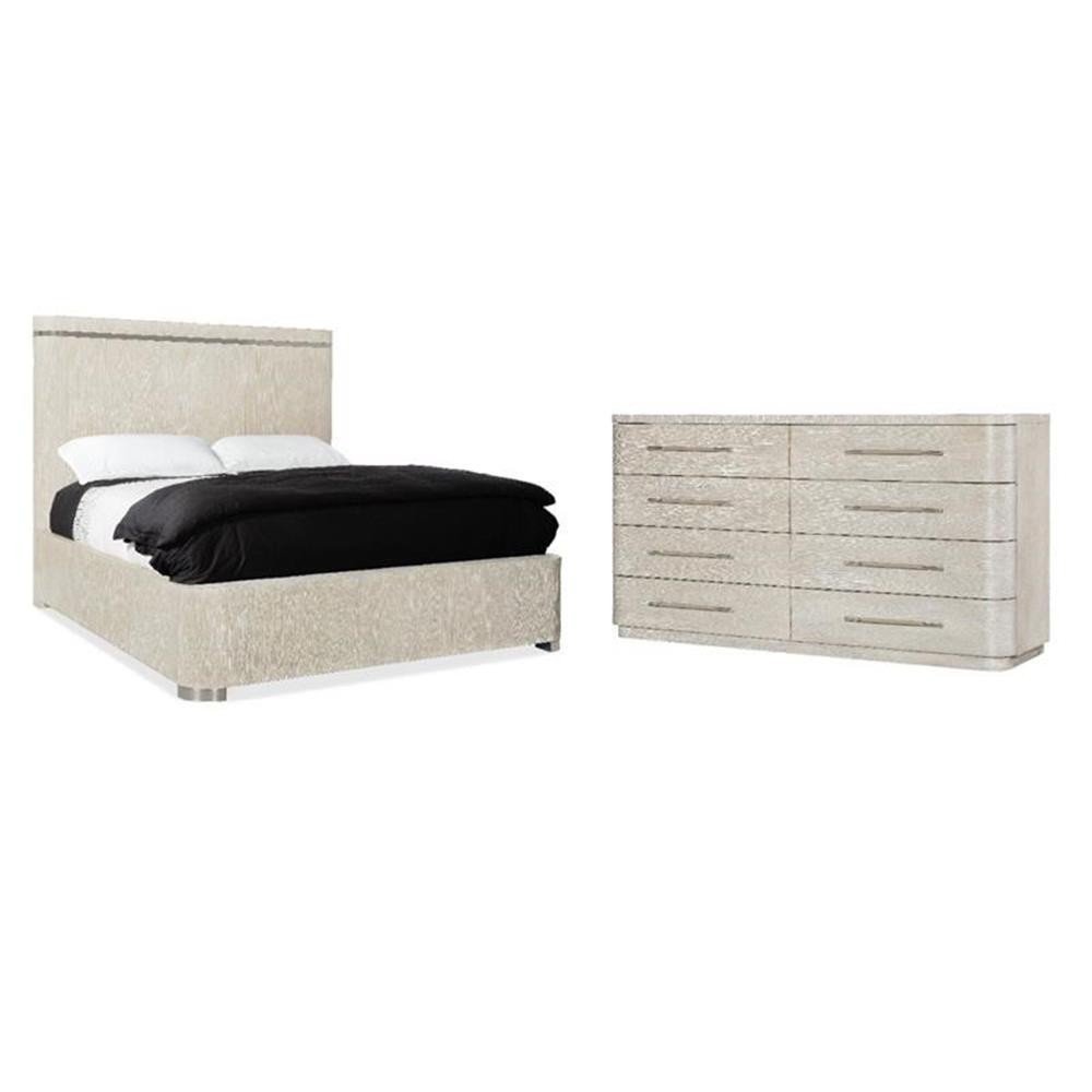 Beaumont Lane Queen Panel Bed & Wood Dresser Set in Natural 
