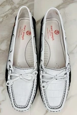 Marc Joseph Ladies Leather Loafers Cypress Hill White/Black Sz 8