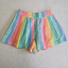 NWT Hanna Andersson POPLIN BRIGHT RAINBOW STRIPE WOVEN SKIRTY SHORTS 140 10 35