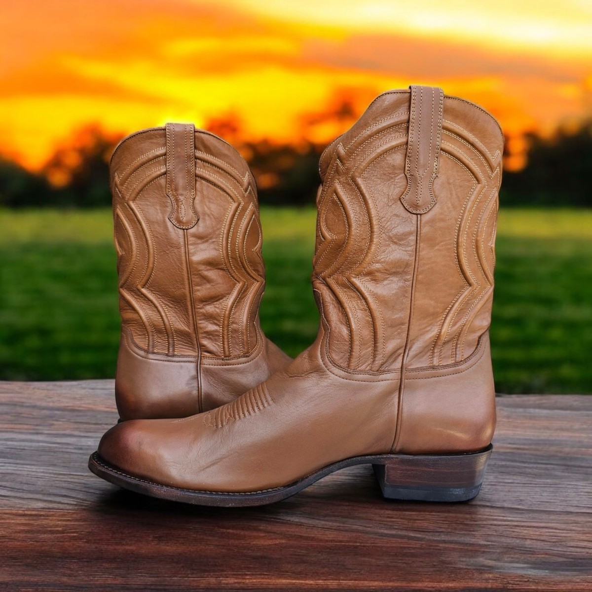 Cuero Calf The Eastwood Boots Sahara Yellow Mens Size 15 D New with box