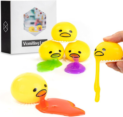 4-Pack Vomiting Egg Stress Ball Funny Prank Puking Sucking Egg Toy Relief