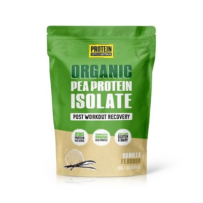 New Protein Supplies Australia Organic Pea Protein Isolate Vanilla 1KG Pea Pro