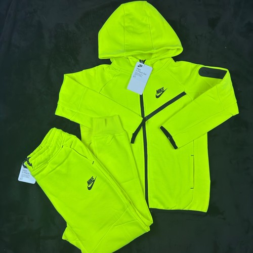 Kids /Nike Tech Fleece Sweatsuit Sportswear Tracksuit Lemon /Black Size 10 Years