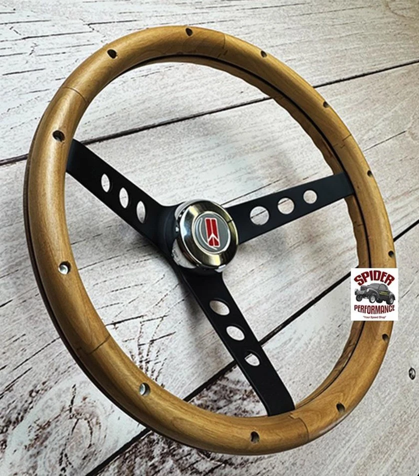 1968 Oldsmobile деревянный руль 13 1/2» ореховый черный спица - Изображение 2 из 4