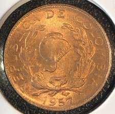 1957 Columbia One 1 Centavo World Coin UNCIRCULATED!