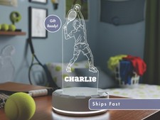 Luz nocturna personalizada para jugador de tenis - Lámpara LED personalizada regalo para atleta