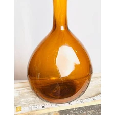Blenko CW 12 Amber Glass Handblown Bottles,  Collectible Mid Century