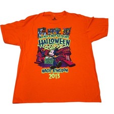 Disney Parks Youth Halloween Party T-Shirt L 2013 Orange Cotton Mickey Mouse NWT