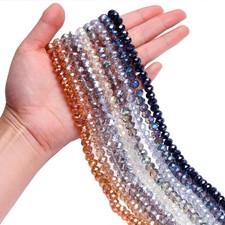 Natural Glass Crystal Beads Faceted Round Loose Beads 4mm-8mm DIY Jewelry Making