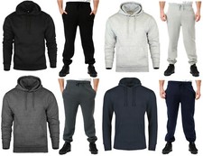 Mens Tracksuit Top Jogging Plain Pullover Fleece Hoodie Bottom Trouser Sets