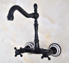 Black Oil Rubbed Brass Kitchen Faucet Bathroom Sink Mixer Tap Wall Mount snf815