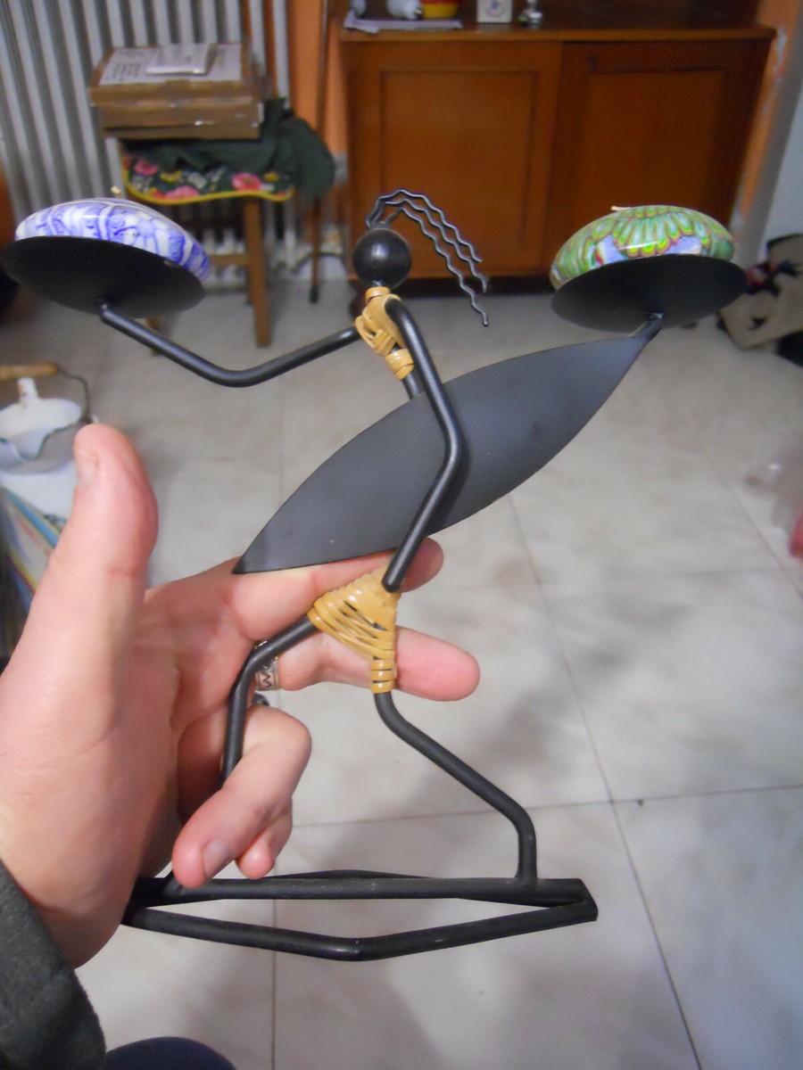 CANDELABRO ETNICO AFRICA PORTACANDELE FERRO BATTUTO Sc2