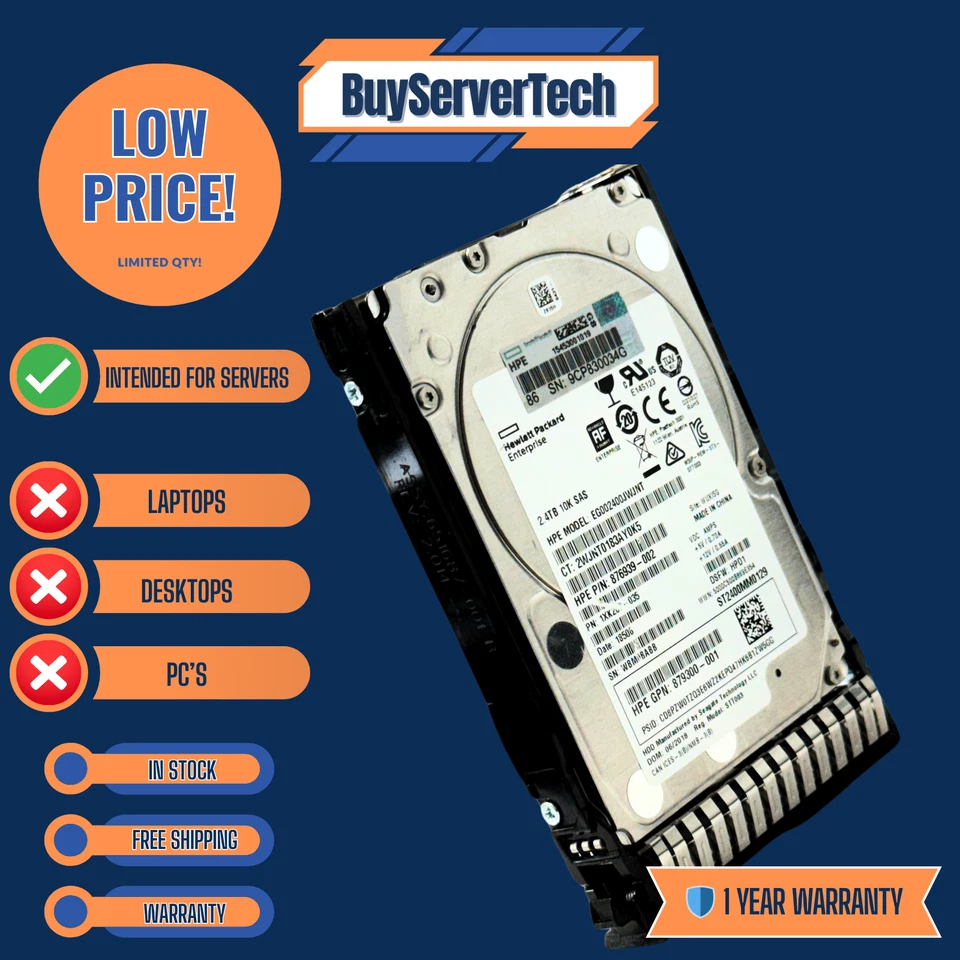 HPE 881457-B21 | 881507-001 2.4TB 10K SAS 12Gb/s 2.5" SFF HDD | 0 Hours | 1-Year - Image 4 of 4