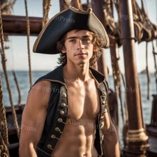 Male Model Photo Print Muscular Handsome College Shirtless Hunk Abs -604A