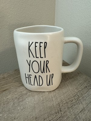 Rae Dunn Ceramic Coffee Mug KEEP YOUR HEAD UP Inspirational Cup