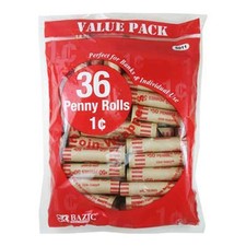 BAZIC Penny 1C cent Coin Assorted Wrappers 36 Per Pack 5011