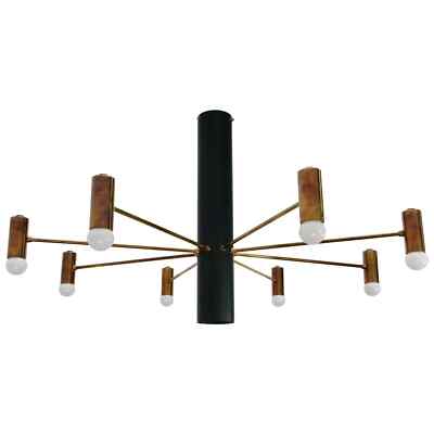 Mid Century 8 Arm Antique Finish Chandelier Home Interior Artistic Brass Pendent