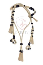 Rider Vivan-Natural Rawhide & Dark Chocolate Brown Knotted 16 Plaits Headstall