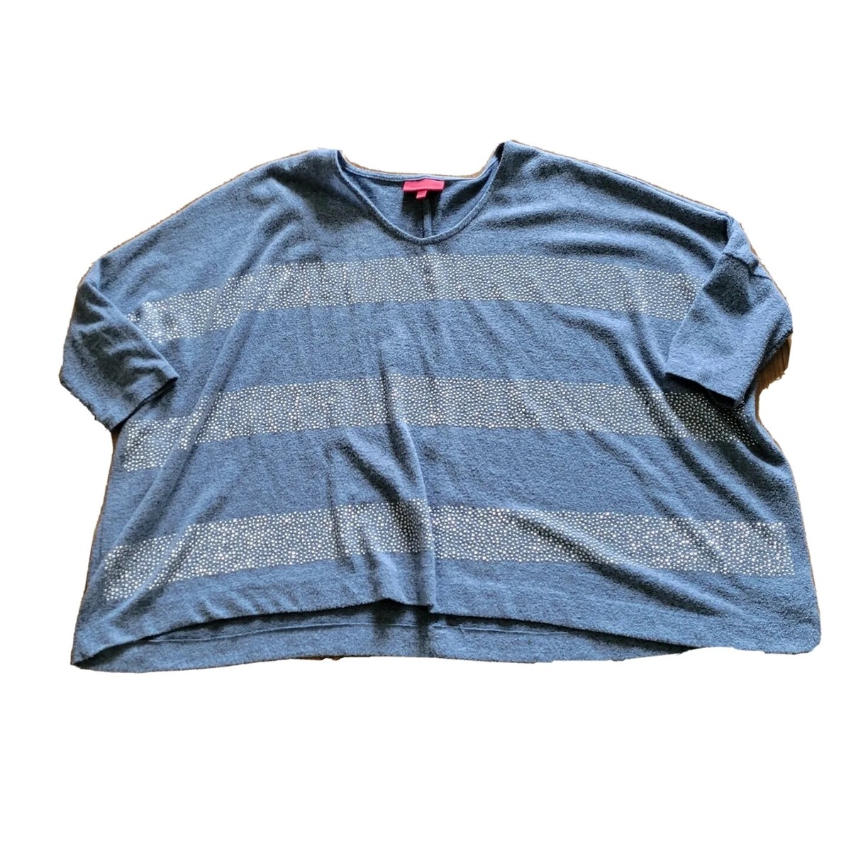 Jennifer Lopez Shirt Women Size XL Blue Silver Stud Stripes