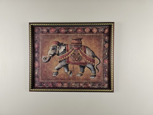 ART - Royal India Elephant Print 21.5x17.5 Wood Framed Art - Indian Elephant - Picture 2 of 14