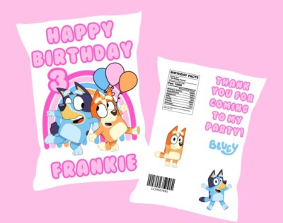 10 personalisierte Bluey Bingo Chips inspiriert Party Gastgeschenke Geburtstag Chip Tasche
