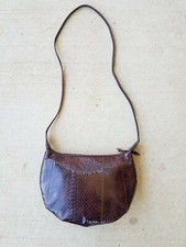 Vintage CLEMENTE Burgundy Brown Snakeskin Strap Purse