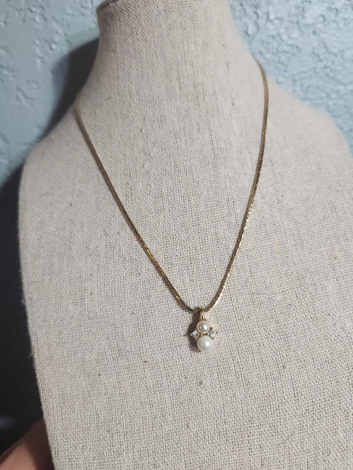 Collier strass fausses perles ton or Christian Dior 15