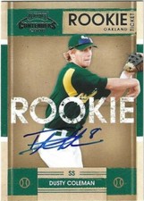 Autographed/Signed 2008 Playoff Contenders #22 Dusty Coleman Oakland Athletics