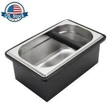 Coffee Knock Box Espresso Pucks Bin Steel Holder & Noise Reduction Rubber Ring