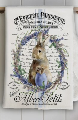 Avery Lane Vintage Easter Bunny Lavender Terry Towels