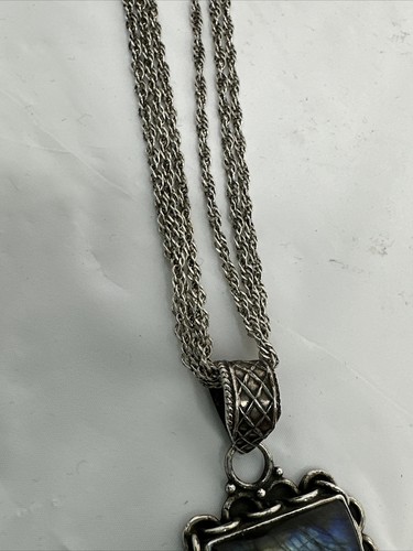 Sterling Silver 3 Rope Chain Link In One Necklace Italy 925 KA-1772 Labradorite - Picture 14 of 14