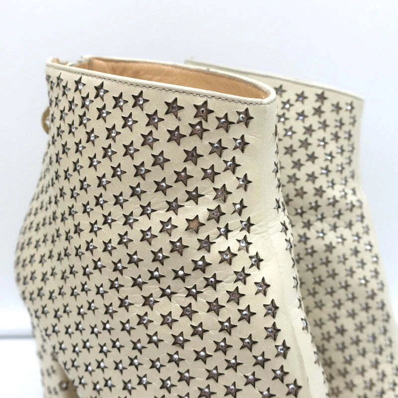 Charlotte Olympia Alba Star Ankle Boot Cream Crystal-Embellished Leather Size 38 - Image 2 of 4
