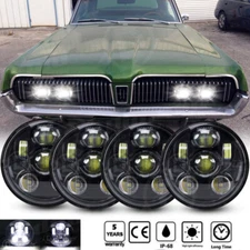 4PCS 5.75" Round LED Headlights Hi/Lo for Mercury Cougar 1967-76 Monterey Comet