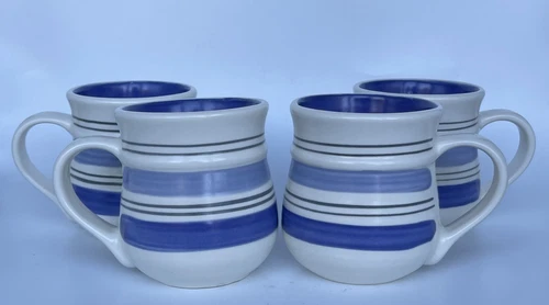 Pfaltzgraff RIO Coffee Mugs Mexico Blue Stoneware Set Of 4